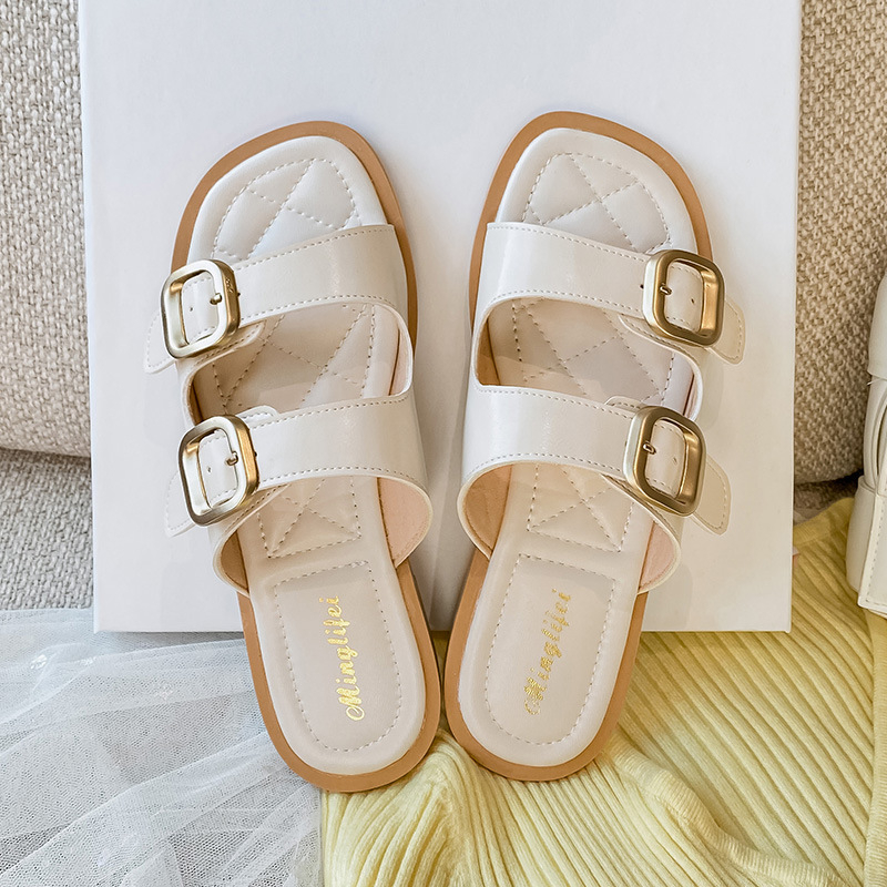 Ženske ravne papuče s PU gornjim dijelom, gumom potplatom, rimski stil, prozračne i protuklizne.