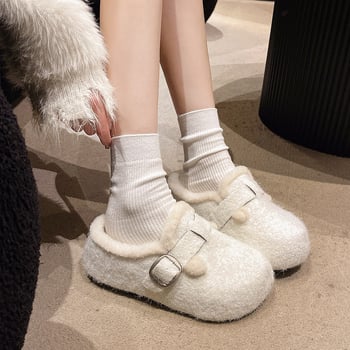 Topánky Birkenstock pre dievčatá v štýle korejský štýl (PU vrchný materiál; podšívka z umelej kožušiny; okrúhla špička; gumová podrážka; kórejský štýl)