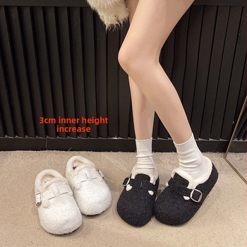 Topánky Birkenstock pre dievčatá v štýle korejský štýl (PU vrchný materiál; podšívka z umelej kožušiny; okrúhla špička; gumová podrážka; kórejský štýl)