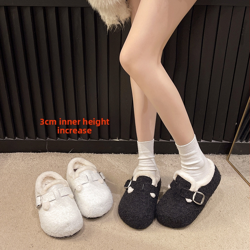 Topánky Birkenstock pre dievčatá v štýle korejský štýl (PU vrchný materiál; podšívka z umelej kožušiny; okrúhla špička; gumová podrážka; kórejský štýl)