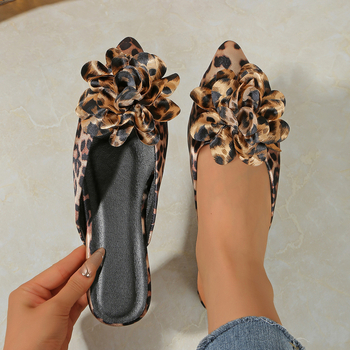 Baotou papuče s leopard uzorkom, gornji PU, unutarnji PU, gumena podplat, slip-on, ravna potplata, debljina 0–3 cm, Ljeto 2025