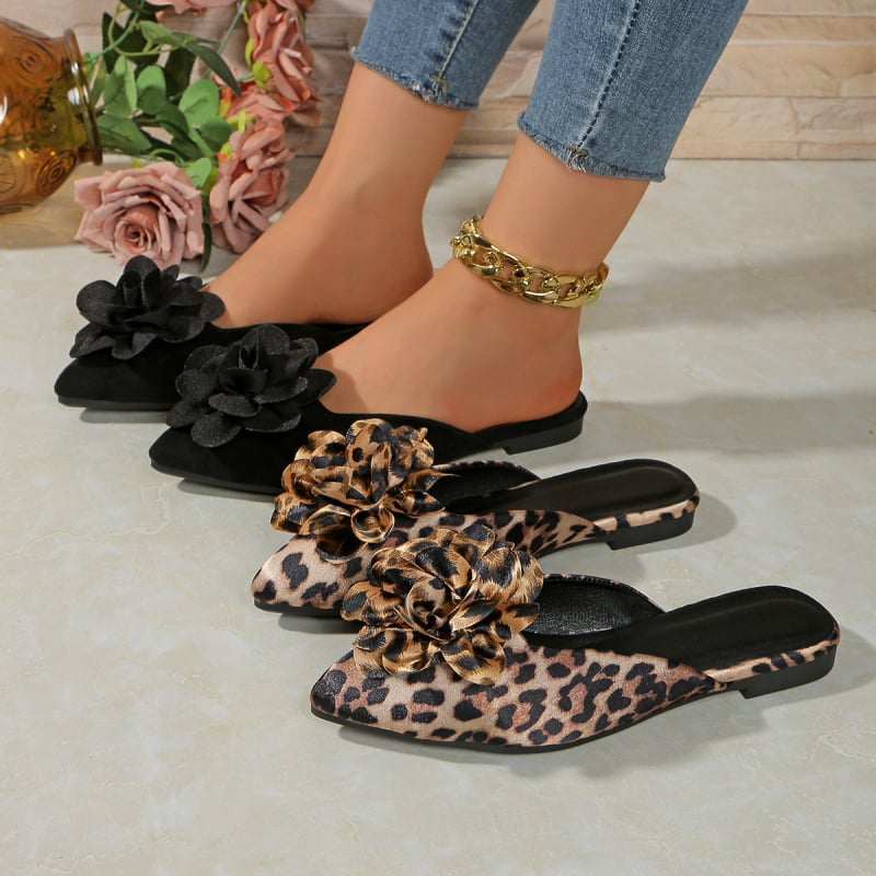 Baotou papuče s leopard uzorkom, gornji PU, unutarnji PU, gumena podplat, slip-on, ravna potplata, debljina 0–3 cm, Ljeto 2025