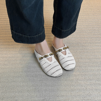 Ženske retro pletene slip-on ravne sandale s zatvorenim prstom; gornji materijal: super vlakna; unutarnji materijal: super vlakna; potplat: guma; debljina potplata: 0–3 cm; petna: ravni