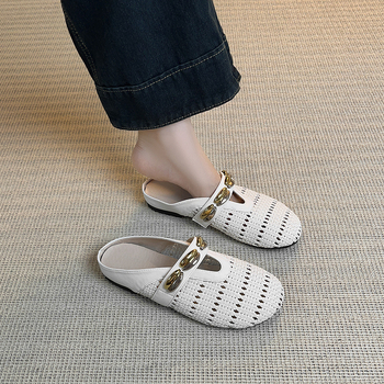 Ženske retro pletene slip-on ravne sandale s zatvorenim prstom; gornji materijal: super vlakna; unutarnji materijal: super vlakna; potplat: guma; debljina potplata: 0–3 cm; petna: ravni