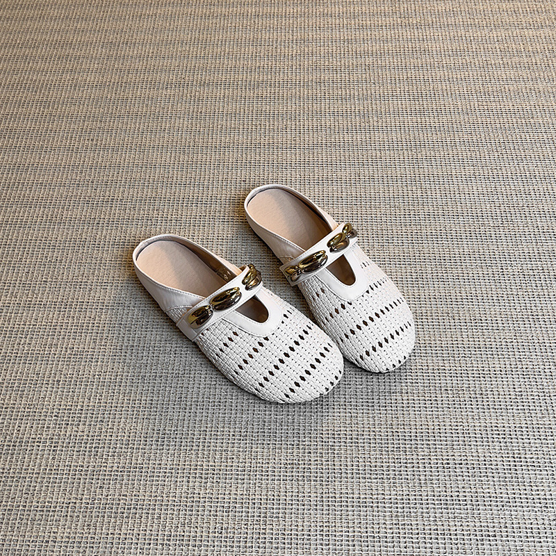 Ženske retro pletene slip-on ravne sandale s zatvorenim prstom; gornji materijal: super vlakna; unutarnji materijal: super vlakna; potplat: guma; debljina potplata: 0–3 cm; petna: ravni