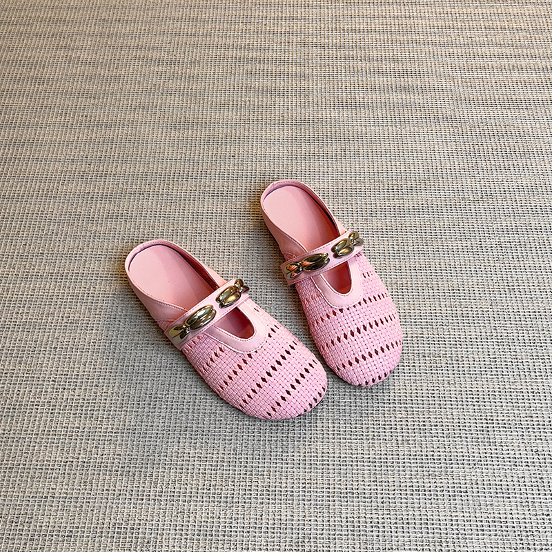 Ženske retro pletene slip-on ravne sandale s zatvorenim prstom; gornji materijal: super vlakna; unutarnji materijal: super vlakna; potplat: guma; debljina potplata: 0–3 cm; petna: ravni