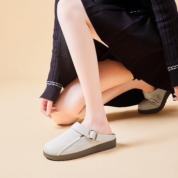 Zatvorene prstene slip-on cipele sa debelim potplatom, gornji dio od super vlakna, unutarnja od umjetne kože, potplata od plastike, jednobojni uzorak, udoban casual stil, Proljeće 2025