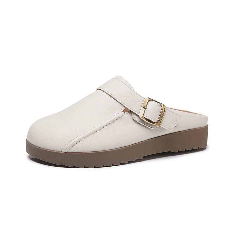 Zatvorene prstene slip-on cipele sa debelim potplatom, gornji dio od super vlakna, unutarnja od umjetne kože, potplata od plastike, jednobojni uzorak, udoban casual stil, Proljeće 2025
