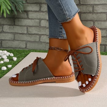 Ženske papuče s križnim remenom, gornji materijal tekstil, potplat od teletine (beef tendon), podstava od imitacije kože, color-block uzorak, slip-on, debljina potplata 3–5 cm, lagana svakodnevna ljetna obuća