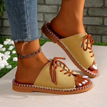 Ženske papuče s križnim remenom, gornji materijal tekstil, potplat od teletine (beef tendon), podstava od imitacije kože, color-block uzorak, slip-on, debljina potplata 3–5 cm, lagana svakodnevna ljetna obuća