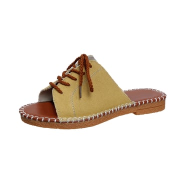 Ženske papuče s križnim remenom, gornji materijal tekstil, potplat od teletine (beef tendon), podstava od imitacije kože, color-block uzorak, slip-on, debljina potplata 3–5 cm, lagana svakodnevna ljetna obuća