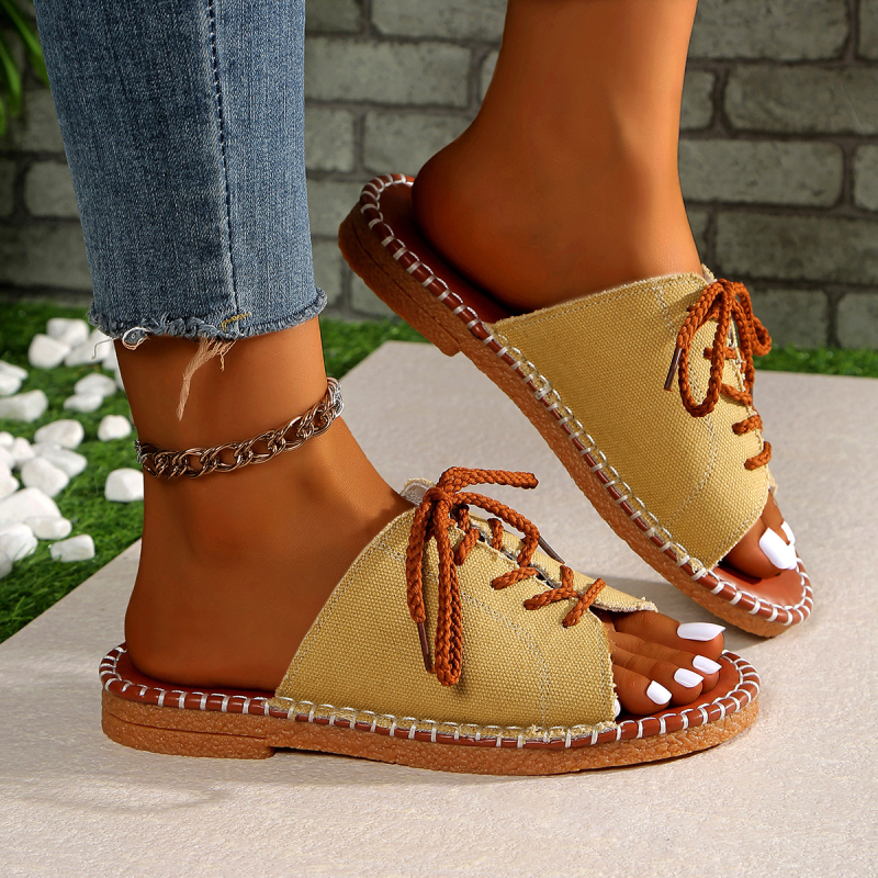 Ženske papuče s križnim remenom, gornji materijal tekstil, potplat od teletine (beef tendon), podstava od imitacije kože, color-block uzorak, slip-on, debljina potplata 3–5 cm, lagana svakodnevna ljetna obuća