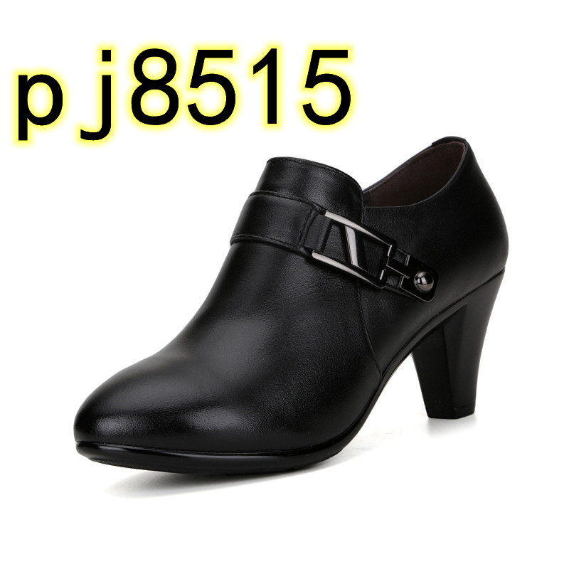 Дамски обувки от естествена кожа, дишащи, с страничен цип, закръглен нос, висок ток 6-8 см, подметка от полиуретан, подплата от памук, за пролетно-есенен сезон