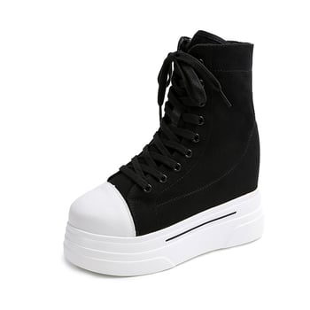 Korejska verzija platnenih cipela, visoki gornji dio, skriveno povećanje visine od 14 cm, bočni zip, PU đon, platneni gornji dio