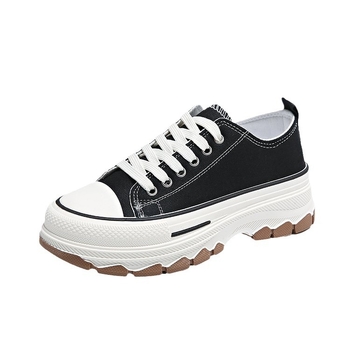 Ženske platnene tenisice s debelim potplatom, platneni gornji dio, gumeni potplat, vezanje, koledž stil