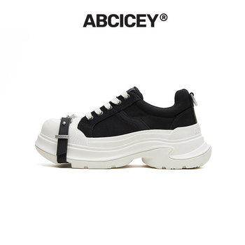 ABCICEY ženske platnene tenisice s vezicama, niski gornji dio, gumasti potplat, 6.5 cm povišena visina potplata, prozračne i protuklizne