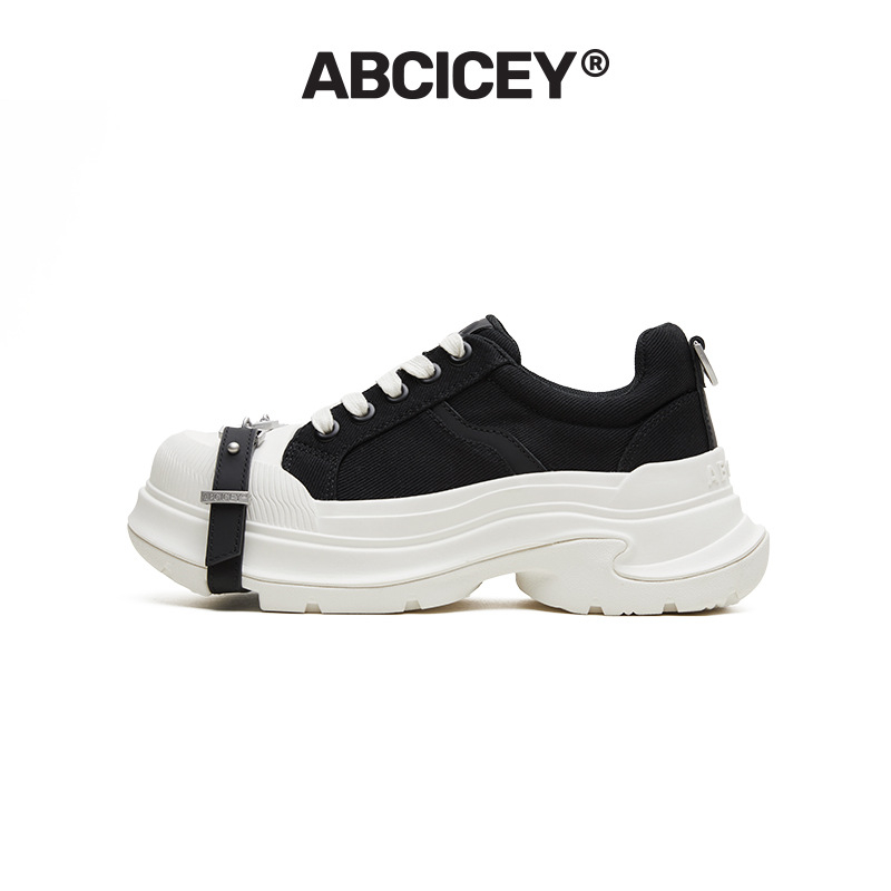 ABCICEY ženske platnene tenisice s vezicama, niski gornji dio, gumasti potplat, 6.5 cm povišena visina potplata, prozračne i protuklizne