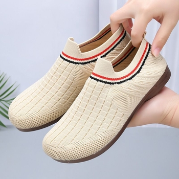 Ženske udobne slip-on tenisice s okruglim vrhom, gornji dio Flying weave, prozračna mrežasta podstava, niski gležanj, đon PVC injekcijski oblikovan