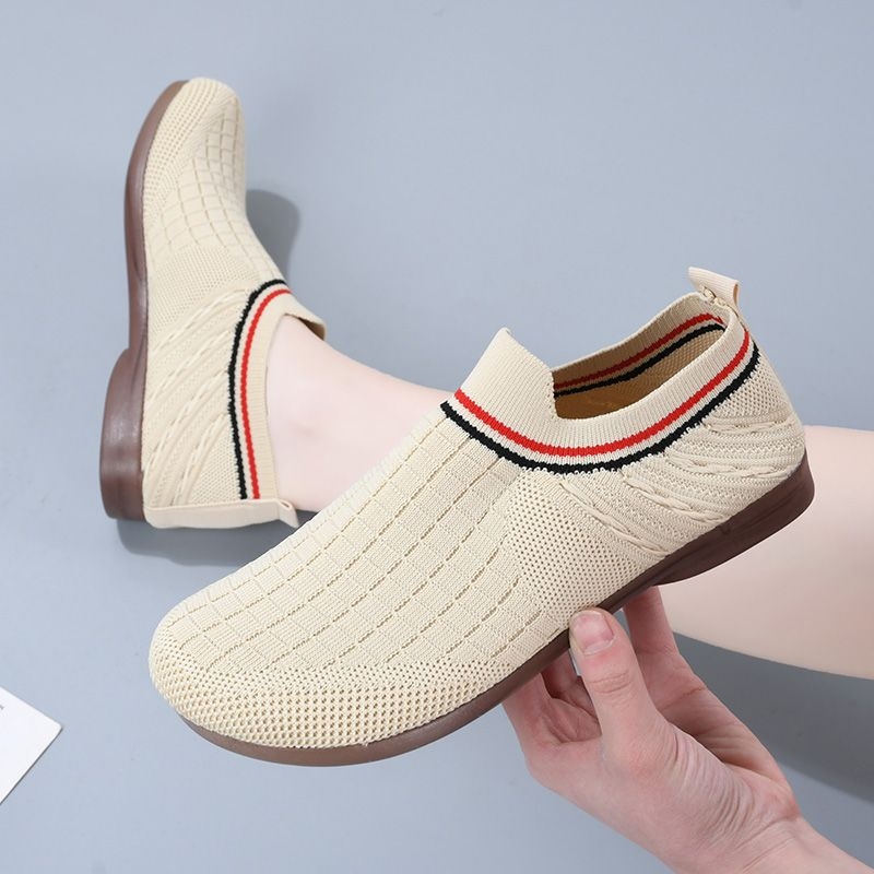 Ženske udobne slip-on tenisice s okruglim vrhom, gornji dio Flying weave, prozračna mrežasta podstava, niski gležanj, đon PVC injekcijski oblikovan