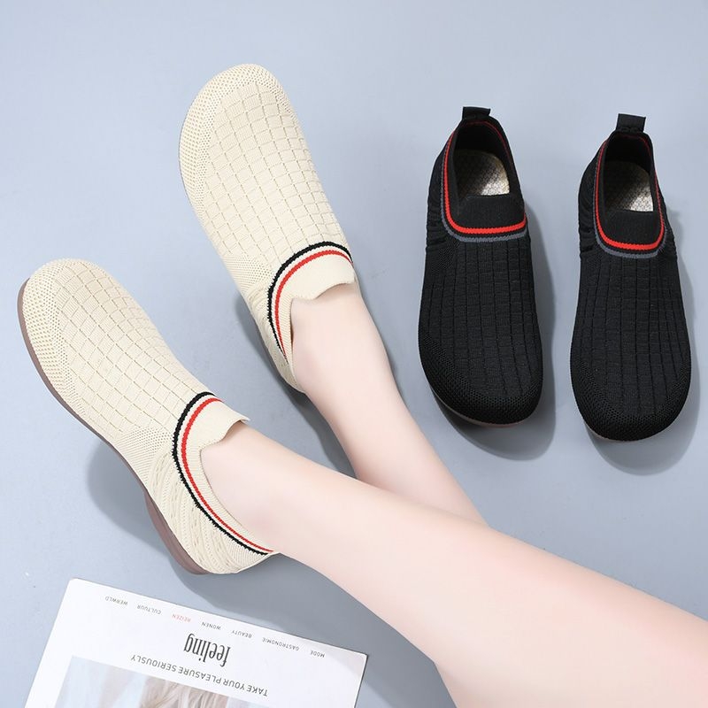 Ženske udobne slip-on tenisice s okruglim vrhom, gornji dio Flying weave, prozračna mrežasta podstava, niski gležanj, đon PVC injekcijski oblikovan