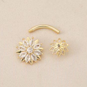 Kupni prsten za pupak s cvjetnim dizajnom, unisex, elektroplatirani premaz