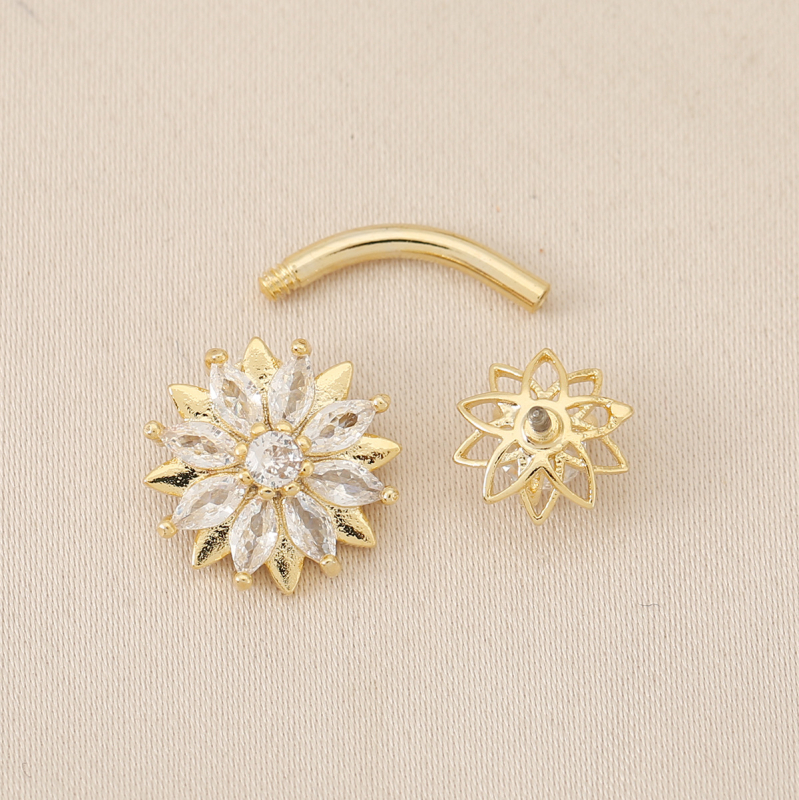 Kupni prsten za pupak s cvjetnim dizajnom, unisex, elektroplatirani premaz