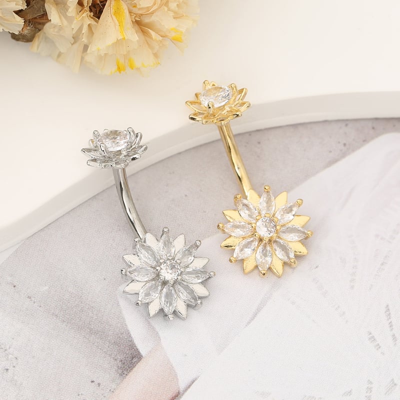 Kupni prsten za pupak s cvjetnim dizajnom, unisex, elektroplatirani premaz