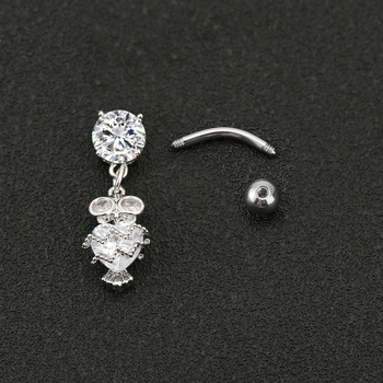 Unisex prsten za pupak s motivom sove – bakar, elektroplatirano, nakit za pupak, ukras pupka