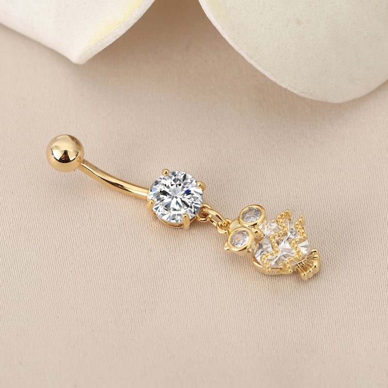 Unisex prsten za pupak s motivom sove – bakar, elektroplatirano, nakit za pupak, ukras pupka