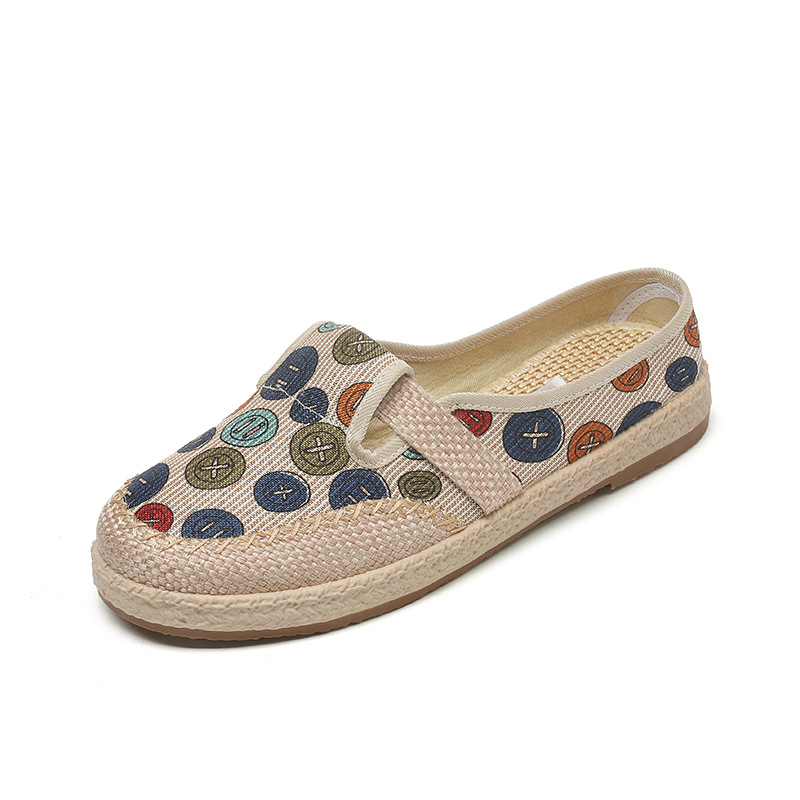 Ženske slip-on platnene tenisice s okruglim vrhom, prozračne, mekan potplat