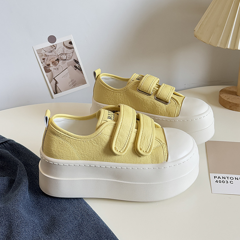 Platnene slip-on tenisice s vulkaniziranom gumom, gornji dio visok 3–7 cm, pamukova podstava, korejski stil.