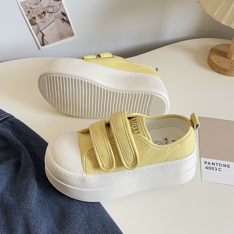 Platnene slip-on tenisice s vulkaniziranom gumom, gornji dio visok 3–7 cm, pamukova podstava, korejski stil.