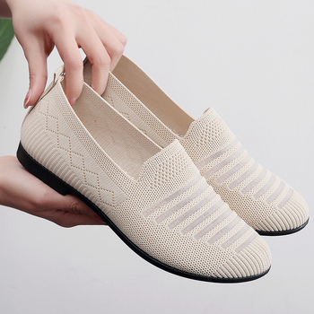 Ženske mrežaste slip-on casual pločaste cipele, okrugli vrh, prozračni gornji dio, plastična potplat, tekstilna uložak, niski gležanj