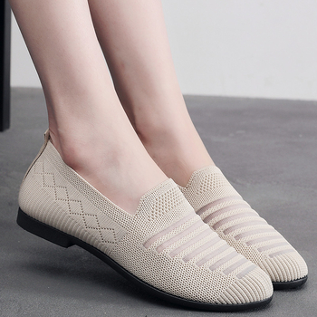 Ženske mrežaste slip-on casual pločaste cipele, okrugli vrh, prozračni gornji dio, plastična potplat, tekstilna uložak, niski gležanj