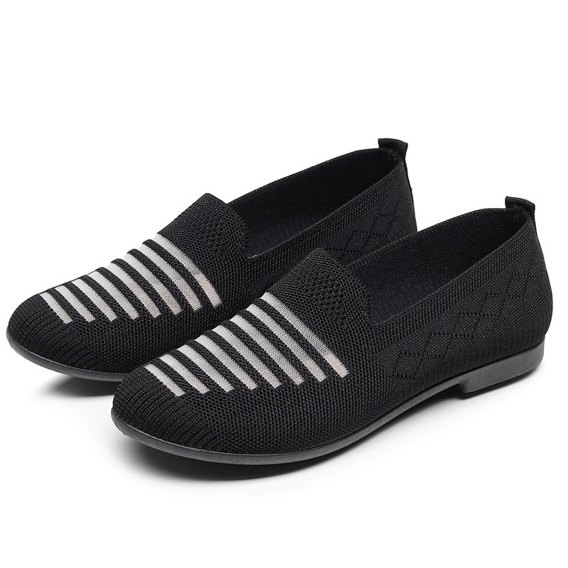 Ženske mrežaste slip-on casual pločaste cipele, okrugli vrh, prozračni gornji dio, plastična potplat, tekstilna uložak, niski gležanj