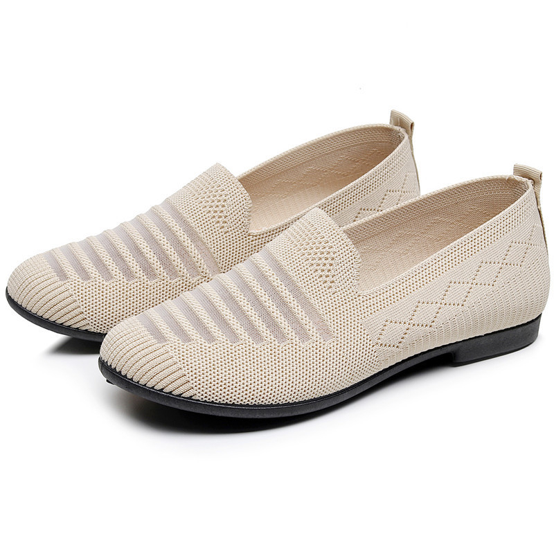 Ženske mrežaste slip-on casual pločaste cipele, okrugli vrh, prozračni gornji dio, plastična potplat, tekstilna uložak, niski gležanj