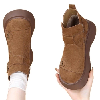 Casual platforme čizme – velur gornji dio, topla plišna podstava, 3–5 cm peta, bočni zatvarač, gumeni potplat