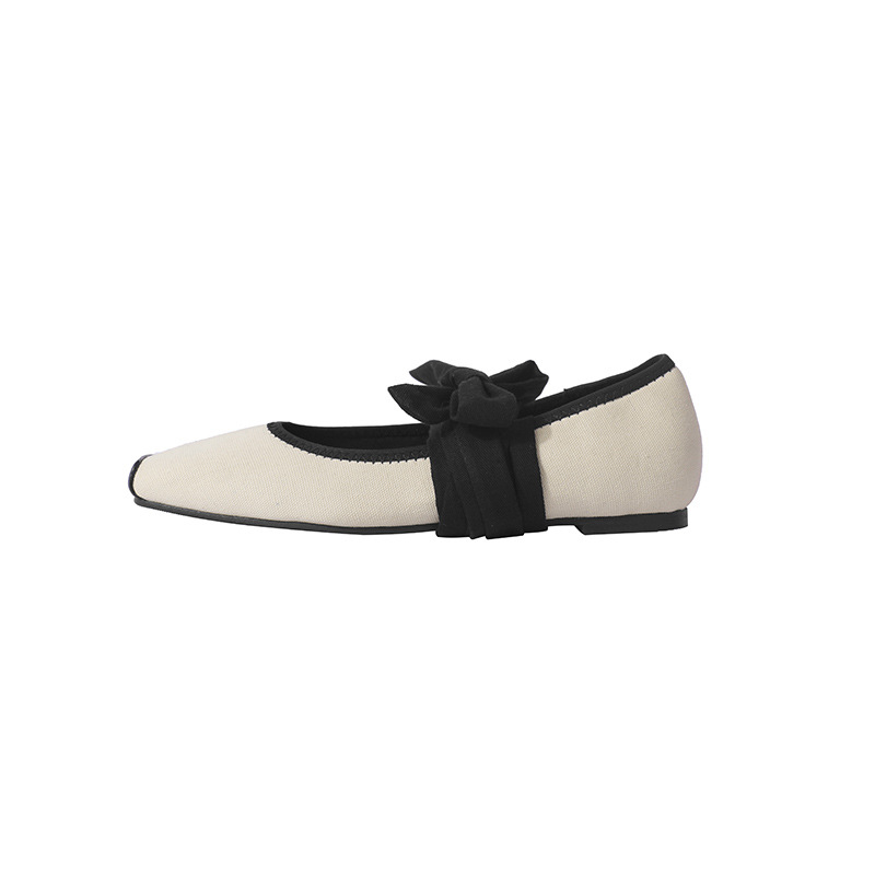 Ženske strappy balerinke s kvadratnim vrhom, platnena gornja strana, EVA ulošak, gumeni potplat, niski 1-3 cm