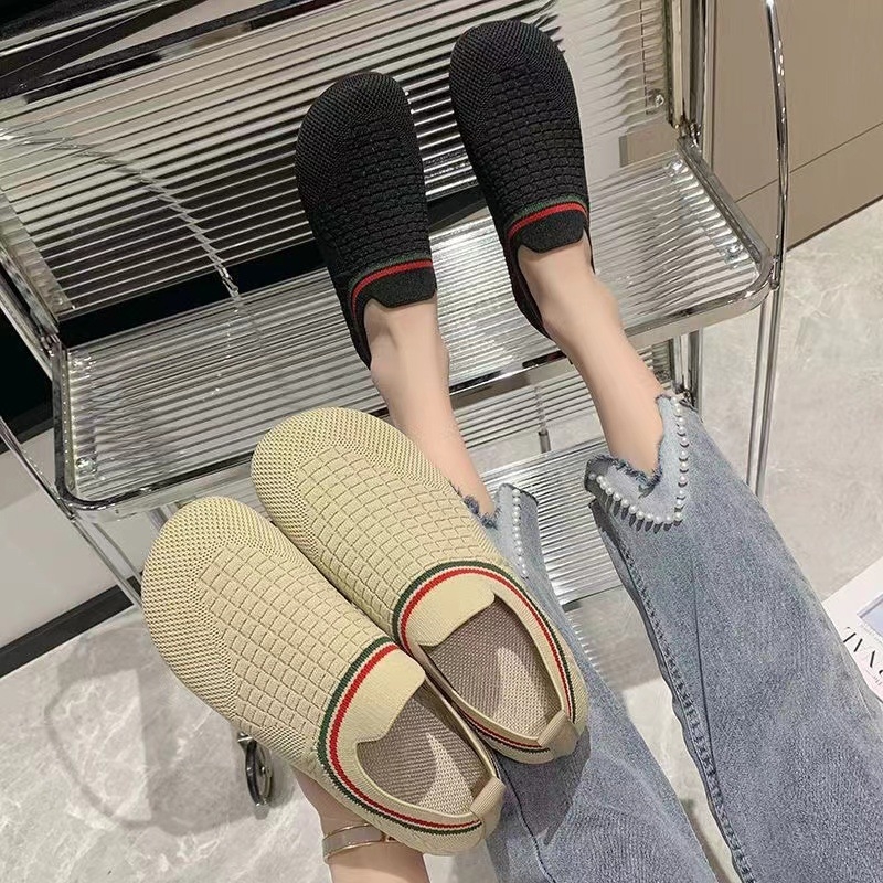 Ženske casual pletene slip-on cipele, okrugli vrh, prozračna mrežasta podstava, gumeni potplat