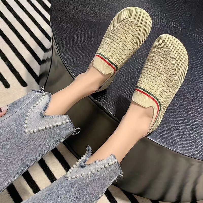 Ženske casual pletene slip-on cipele, okrugli vrh, prozračna mrežasta podstava, gumeni potplat