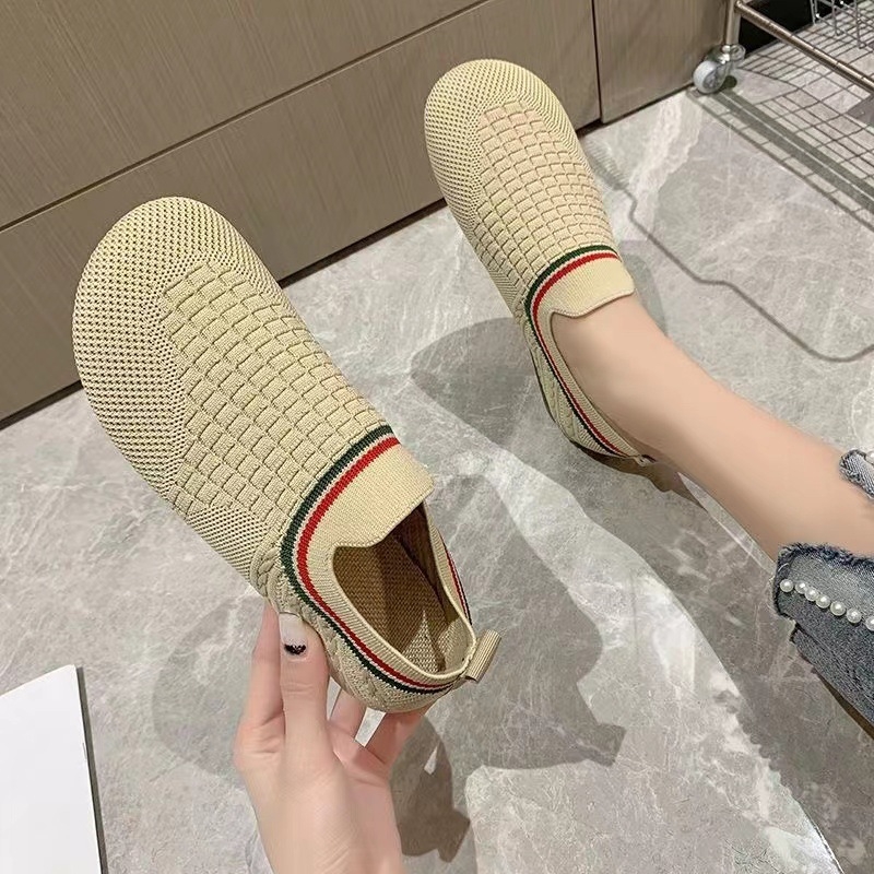 Ženske casual pletene slip-on cipele, okrugli vrh, prozračna mrežasta podstava, gumeni potplat