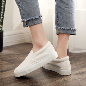 Zi Meiyi ženske platnene Slip-on tenisice s platformom, povećanje visine, vulkanizirana gumena potplata, niski kroj