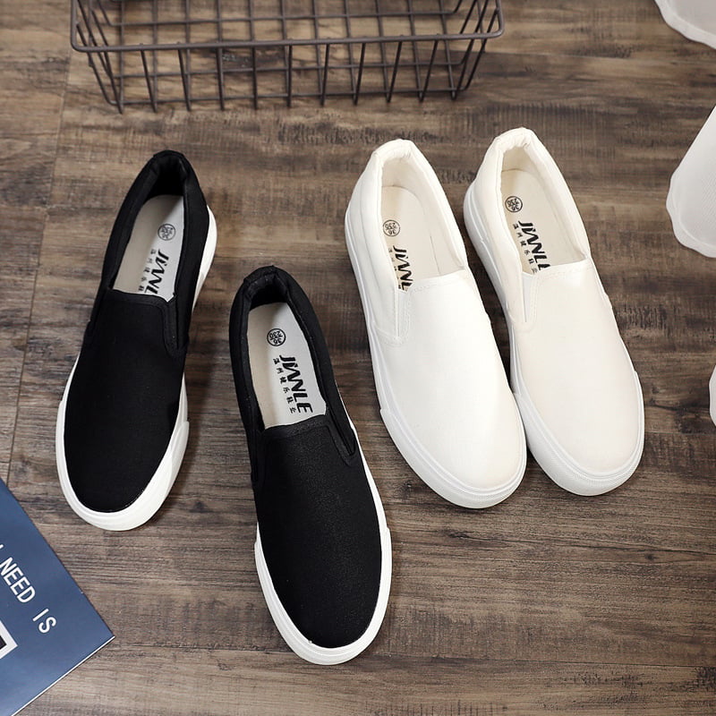 Zi Meiyi ženske platnene Slip-on tenisice s platformom, povećanje visine, vulkanizirana gumena potplata, niski kroj