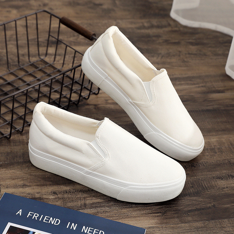 Zi Meiyi ženske platnene Slip-on tenisice s platformom, povećanje visine, vulkanizirana gumena potplata, niski kroj