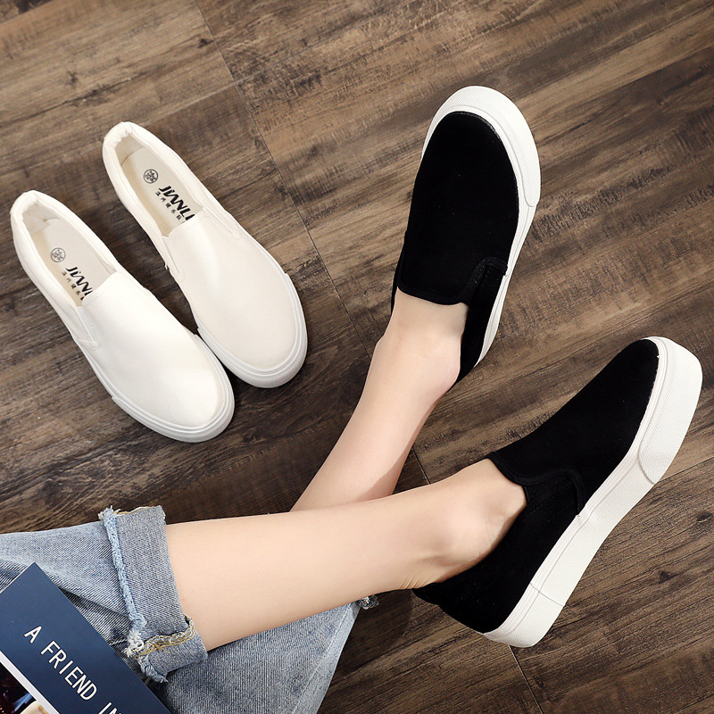 Zi Meiyi ženske platnene Slip-on tenisice s platformom, povećanje visine, vulkanizirana gumena potplata, niski kroj