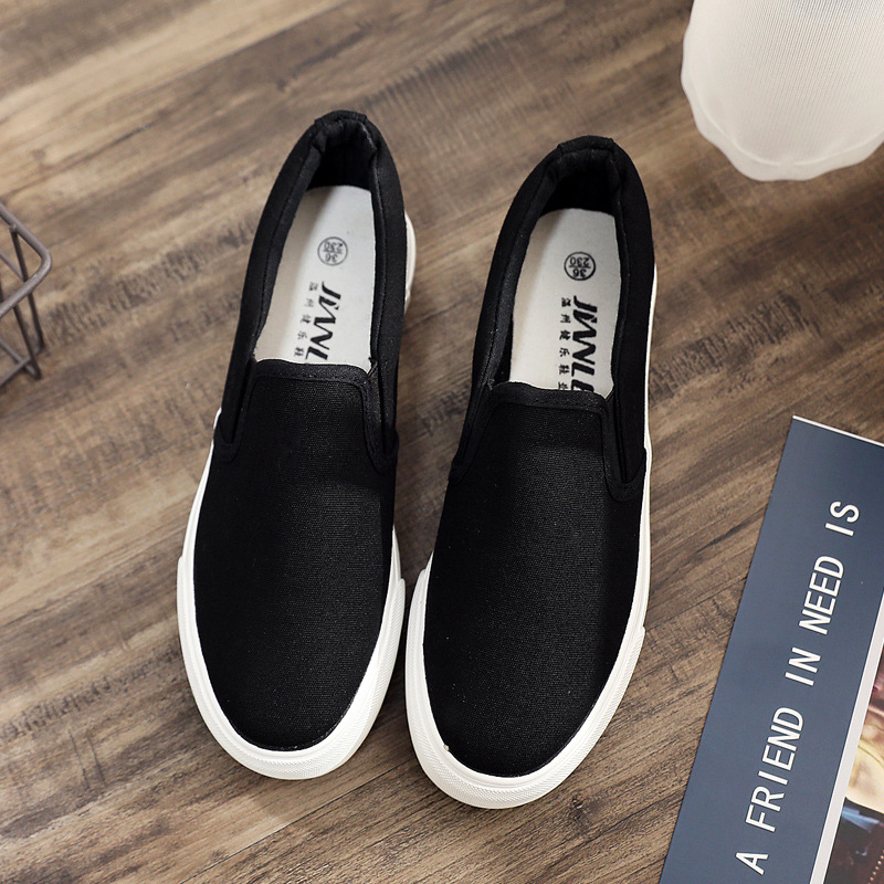 Zi Meiyi ženske platnene Slip-on tenisice s platformom, povećanje visine, vulkanizirana gumena potplata, niski kroj