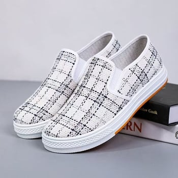 Ženske tenisice od platna – Slip-On, zaobljen vrh, injekcijski oblikovana potplat