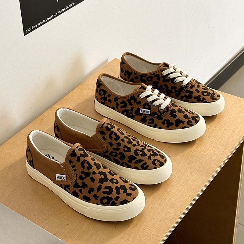 Canvas tenisice s leopard printom, korejskog stila, niski gornji dio, prozračna pamučna podstava, gumena potplat