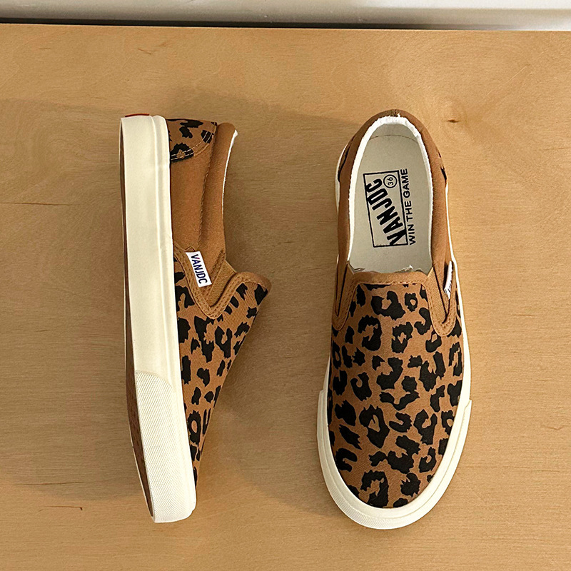 Canvas tenisice s leopard printom, korejskog stila, niski gornji dio, prozračna pamučna podstava, gumena potplat