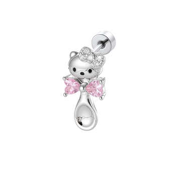 Ausies skrimšļa pirsings loku veidā ar diamanta ielikumu – metāla pirsinga aksesuārs, sieviešu karikatūru stilā